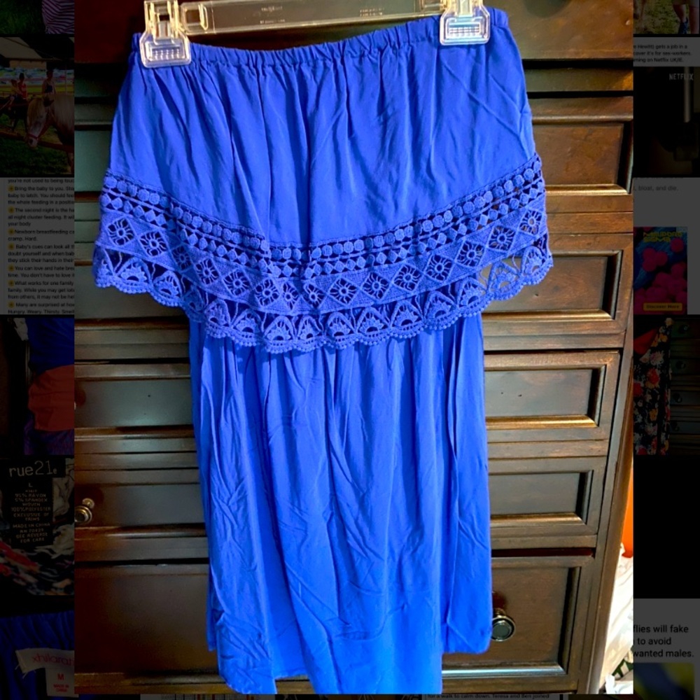 Beautiful strapless blue above the knee dress
